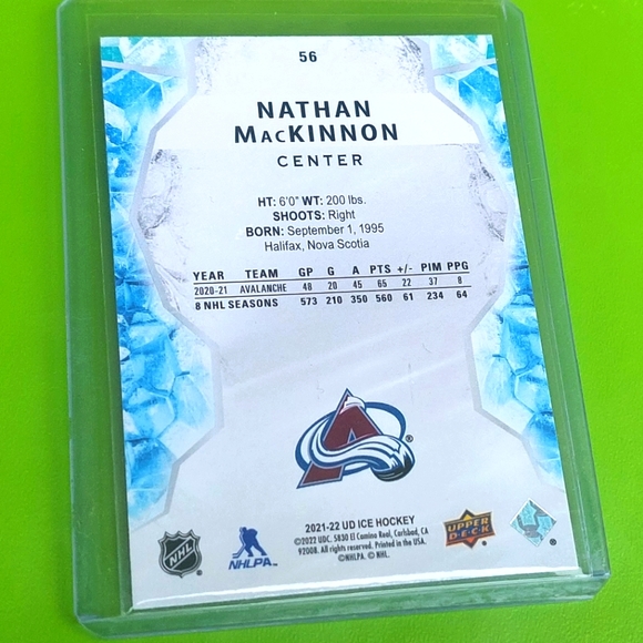 Nathan Mackinnon SP Authentic Green Parallel Card #56 NHL Colorado Avalanche - Picture 2 of 2